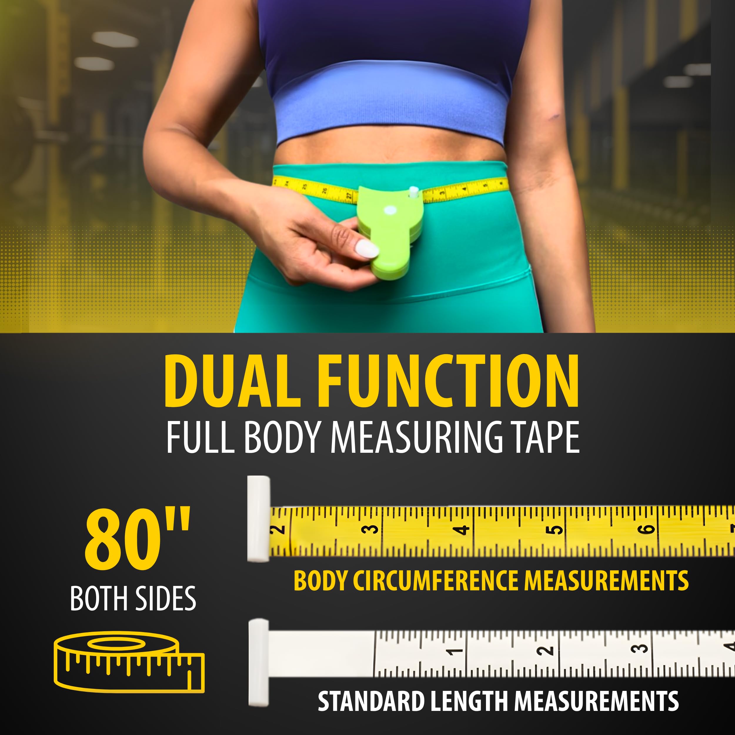 Perfect Body Tape Measure - 80 Inch Automatic Telescopic Tape Measure - Retractable Measuring Tape for Body: Waist, Hip, Bust, Arms, and More (Black - 80 inch) — Amazon image 3
