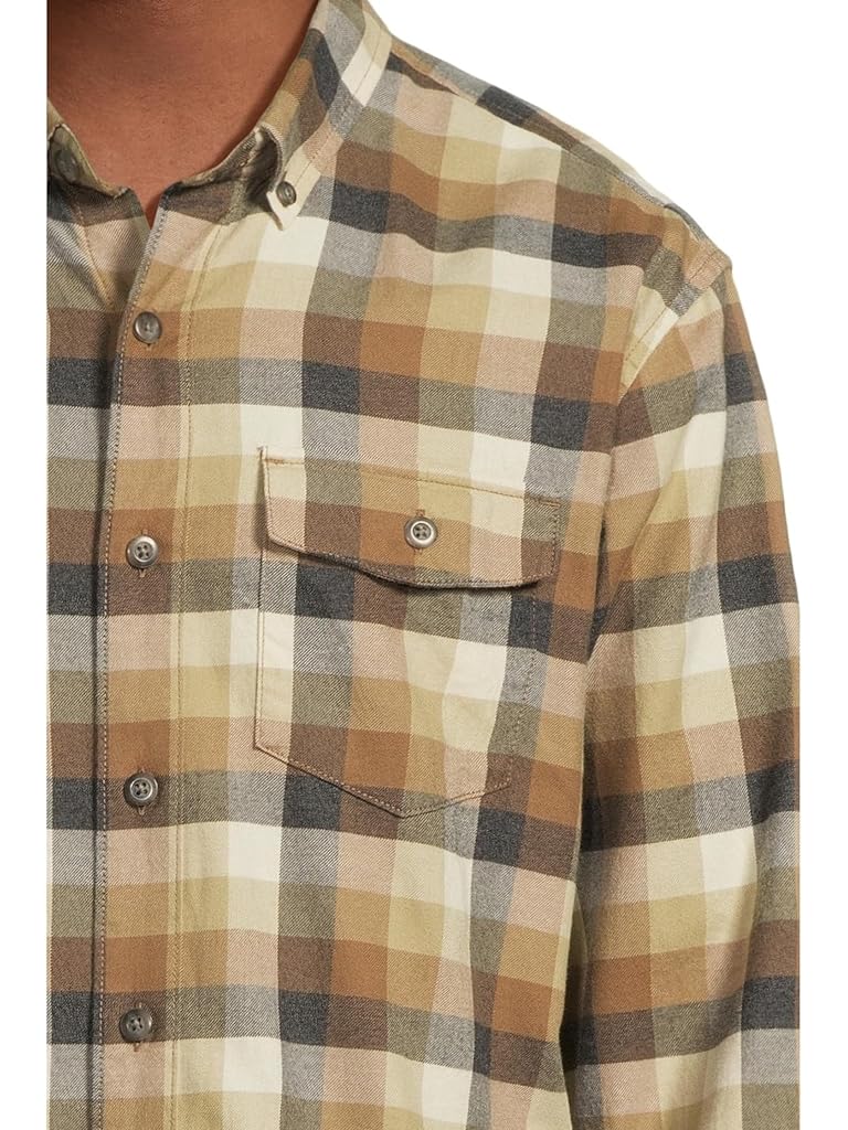 Khaki L.L.Bean Brushed Jaspé Twill Shirt Plaid Traditional Untucked Fit