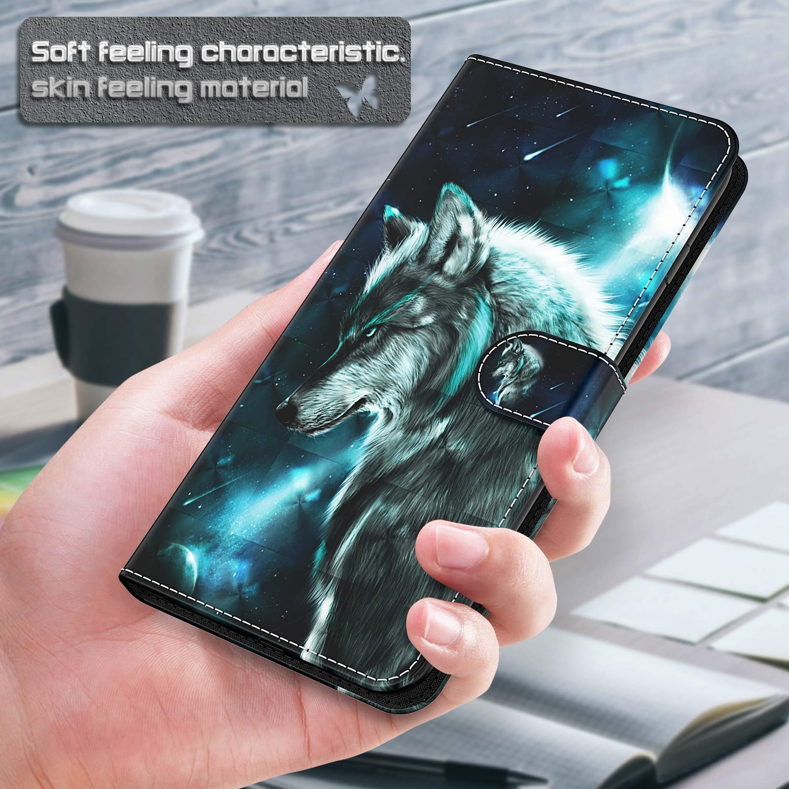 GLANDOTU Custodia per Xiaomi 13 Pro in pelle [funzione leggio] [magnete] antiurto Premium Flip Pelle Cover Case Custodia a portafoglio Xiaomi 13 Pro Custodia protettiva -Wolf