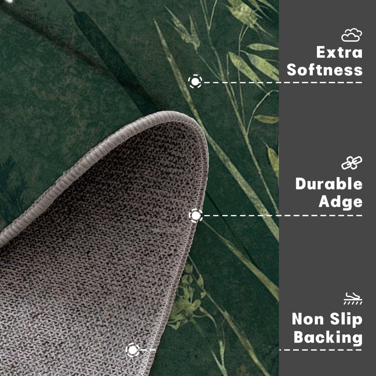Felpudo Ultrafino para Interiores, 90X150Cm, Hiprato Brumosa Antigua Alfombra Antideslizante Lavable para Entrada, Resumen De Plantas Felpudo De Perfil Bajo, Atrapa Suciedad, Verde