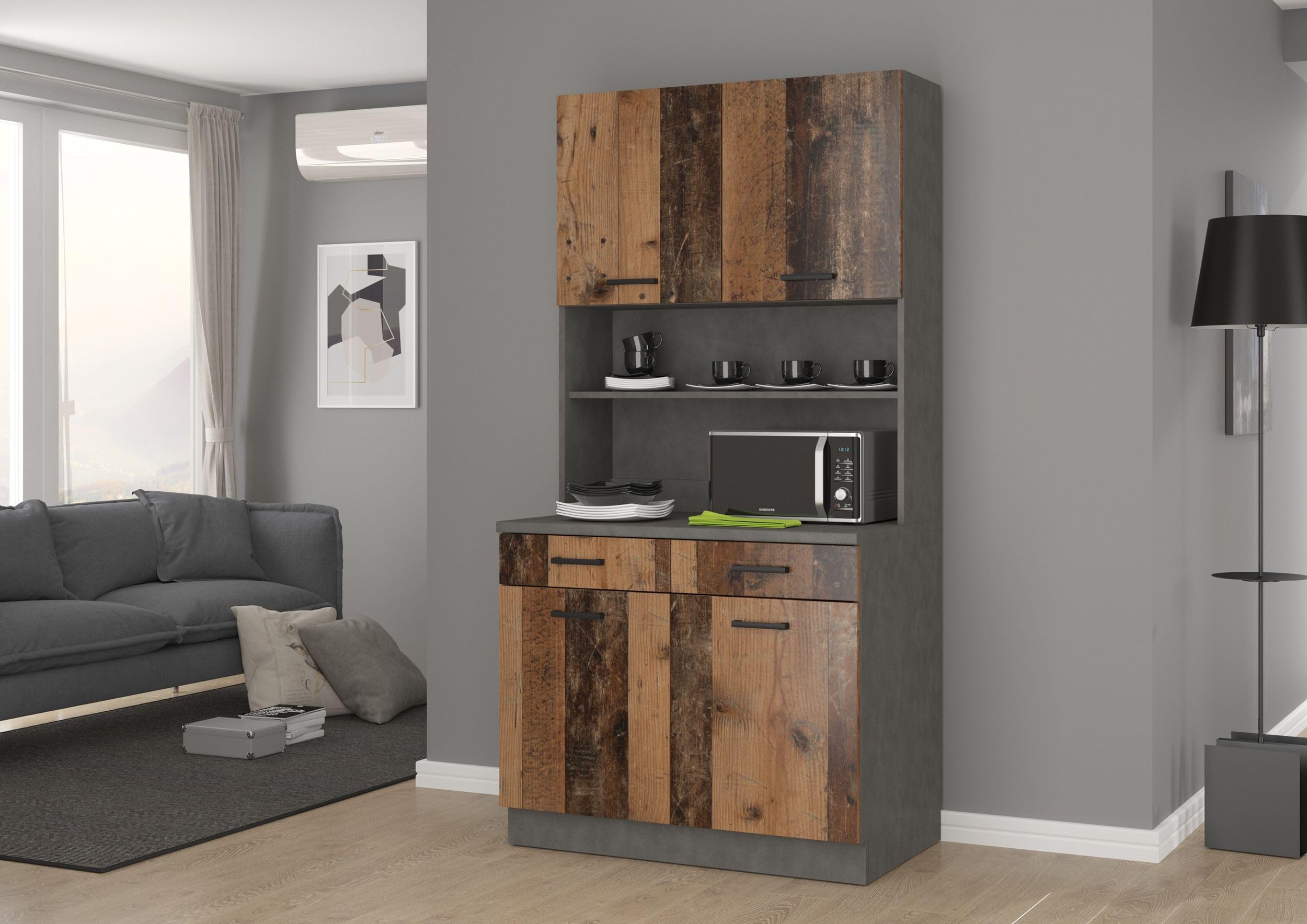 Kuechen-preisbombe Buffet Küche Mario 100 Küchenzeile Küchenblock Einbauküche Old Wood Style Matera