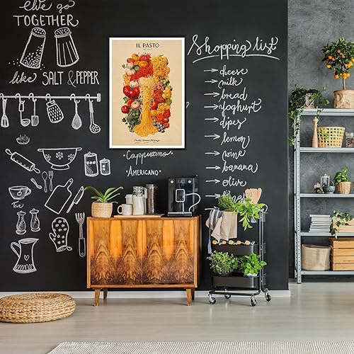 Miniatura 8 de Il Pasto "The Meal" - Arte de pared de pasta estilo vintage italiano, pósteres retro de cocina, frutas, verduras, alimentos, impresiones para
