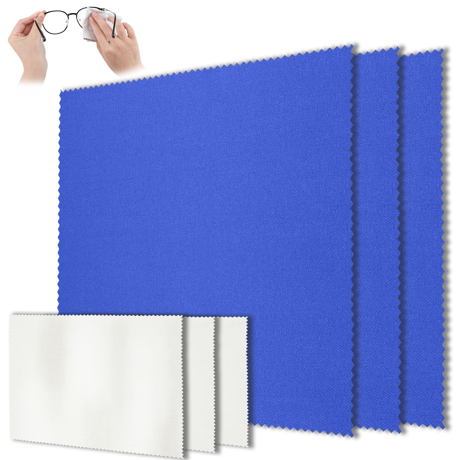 6 Piezas de Paños de Limpieza de Microfibra para Lentes, Gamuza Limpia Gafas, para Lentes, Anteojos, Pantallas, Tabletas, Azul con 16 x 16 Pulgadas, Gris con 6 x 7 Pulgadas