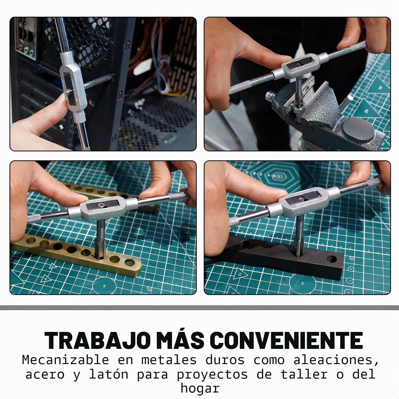 CCLIFE 32 piezas Juego de Machos y Terrajas M3-M12, Juego de herramientas para roscar cortar tuercas y machos de aterrajar
