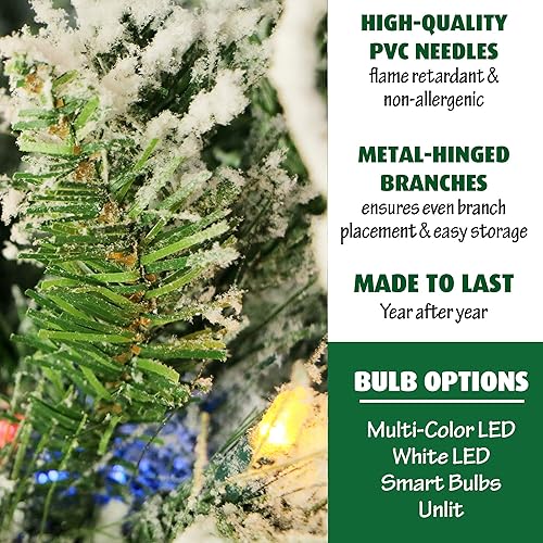 Miniatura 95 de Fraser Hill Farm - Árbol de Navidad, pino aterciopelado nevado, 10 pies LED doble multicolor y blanco cálido,Iluminación de cadena LED blanca