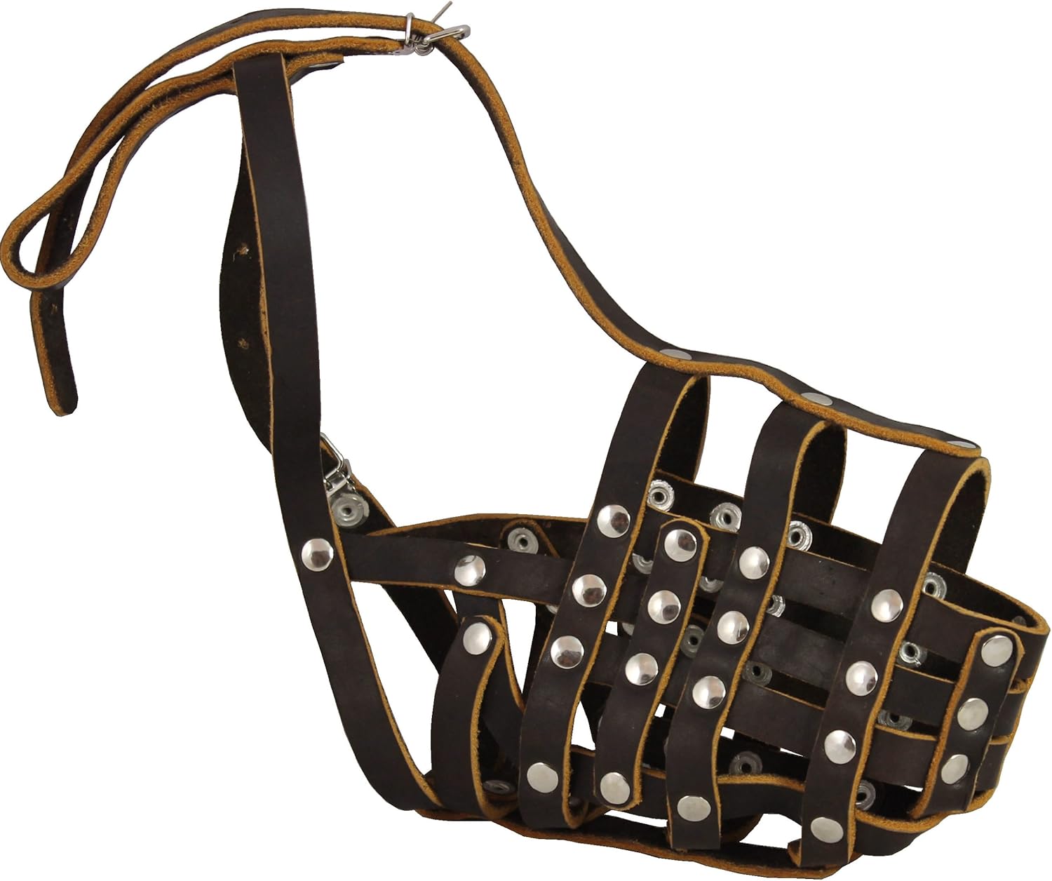 Secure Genuine Leather Mesh Dog Basket Muzzle - Doberman Male, (Circumference 14", Snout Length 3.5")