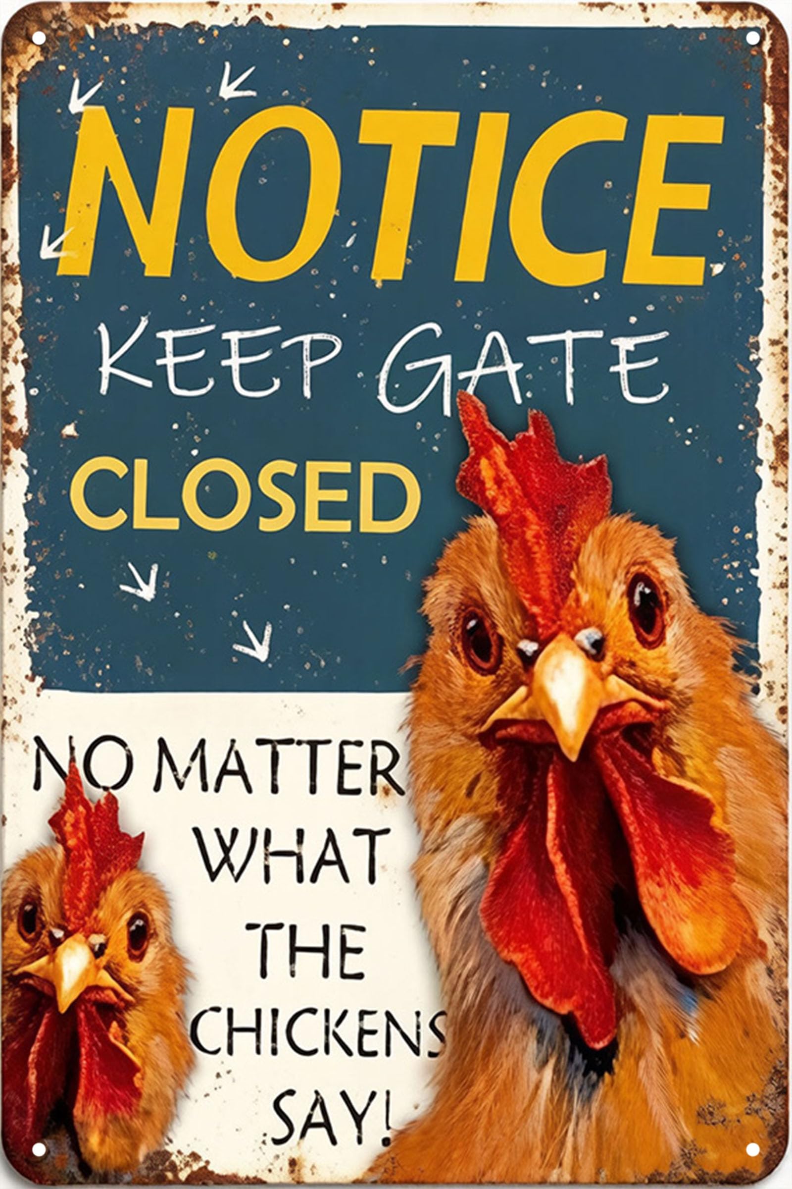 Nianxi Closed Vintage Funny Chicken Tin Sign,Retro Love Of Chick Metal Sign,Rooster Decor For Fowl Lovers Chicken House Fence Farm Home Garage 8X12 Inches (Closed)