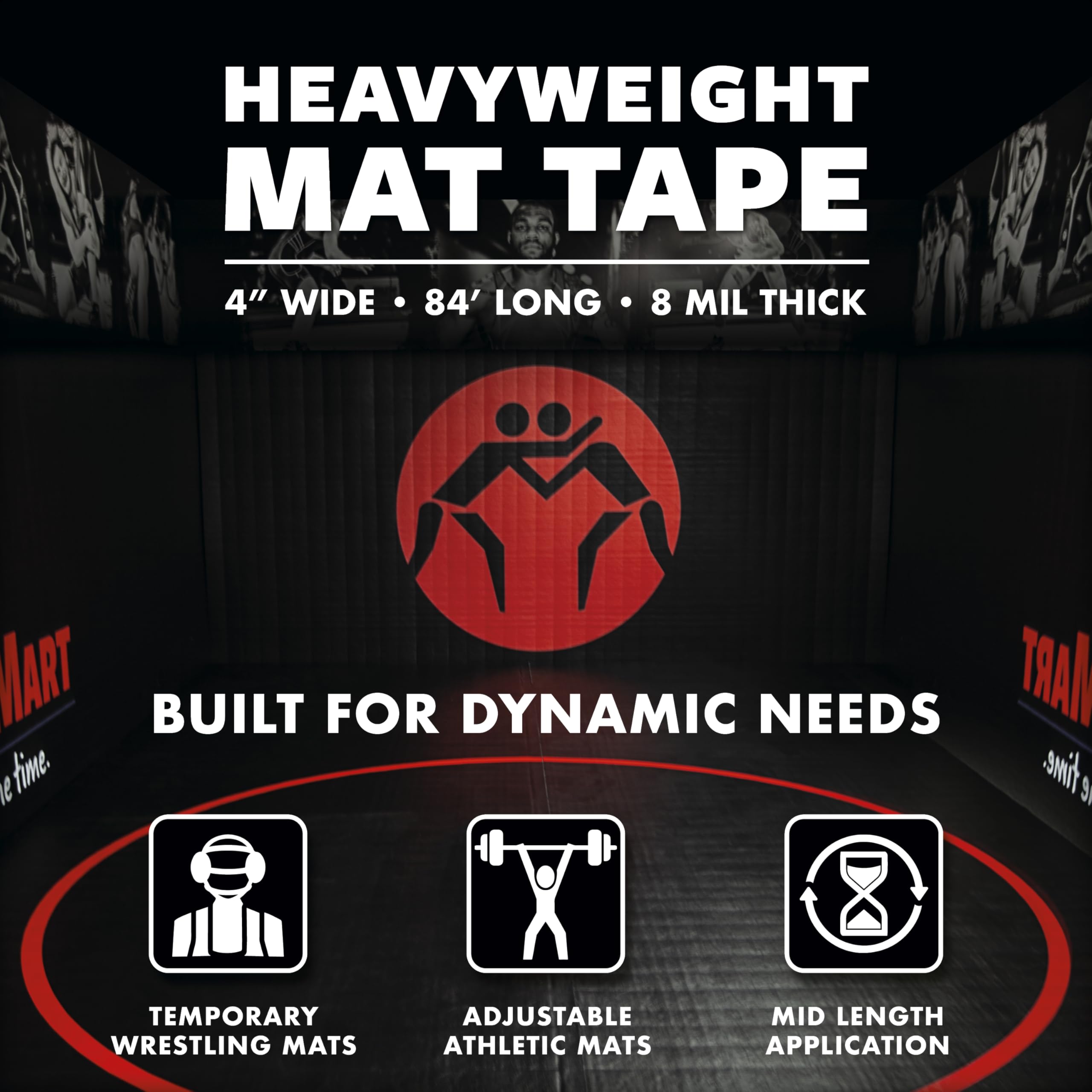 WrestlingMart Rollo de cinta pesada de 10 cm | Cinta transparente de alta calidad de 8 mil de grosor para aplicaciones duraderas a largo plazo | Máxima resistencia, resistente al desgarro, cinta