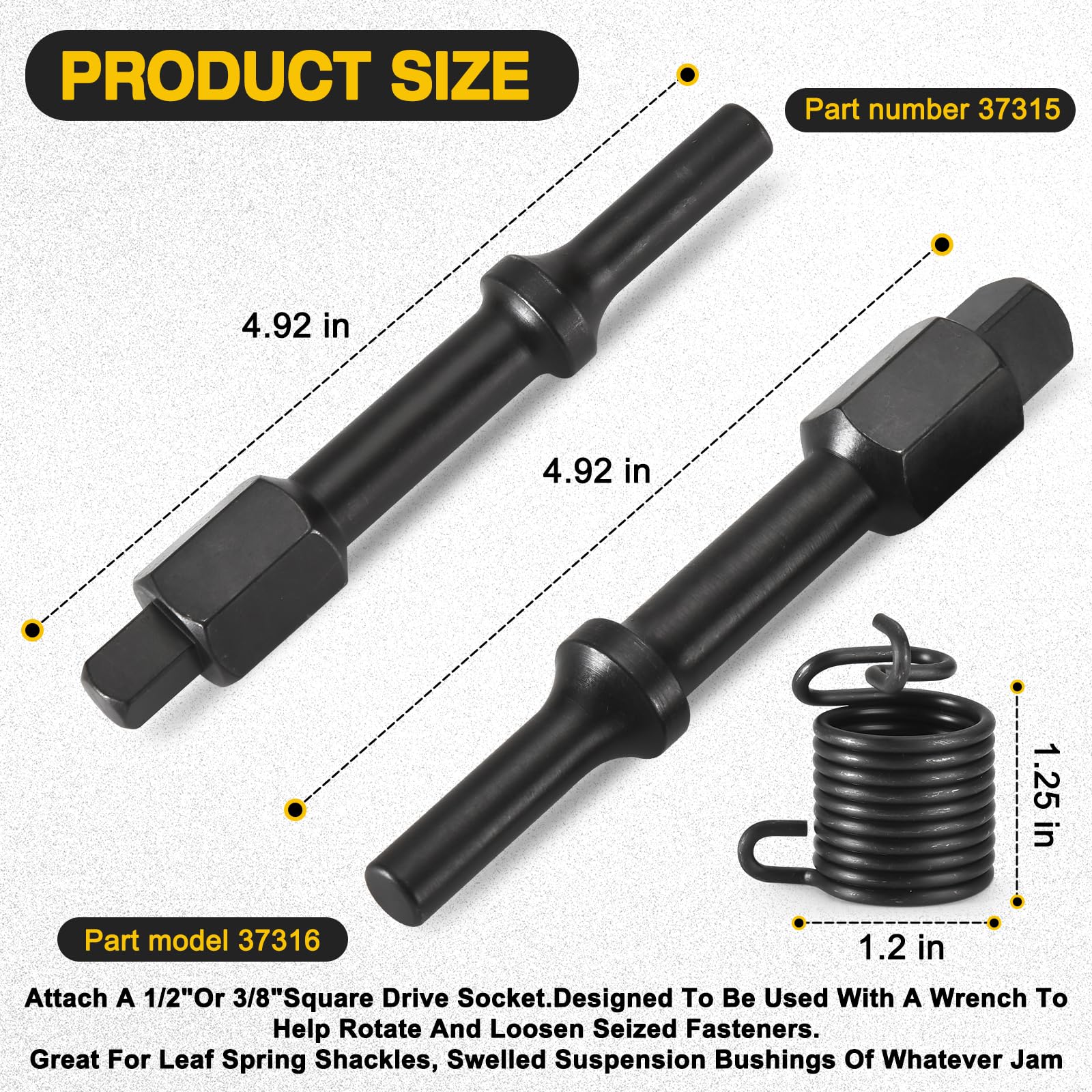 32029 air hammer socket adapter, 37315 3/8" & 37316 1/2" Shake 'n break, Designed to be used with a wrench to help rotate and loosen seized fasteners (2-piece) — Amazon image 2
