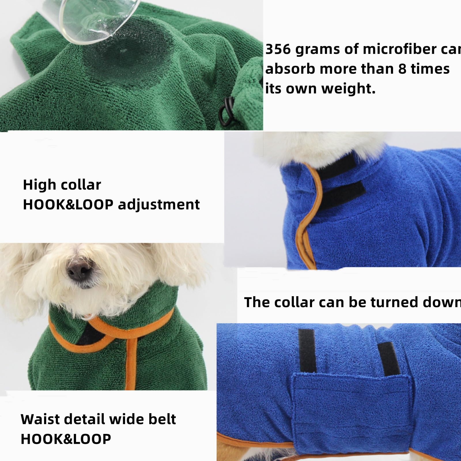 Peignoir pour Chien Serviette de Bain Absorbante pour Animaux de Compagnie Manteau de séchage pour Chiens Peignoir de Bain Doux à séchage Rapide pour Petits Chiens de Taille Moyenne