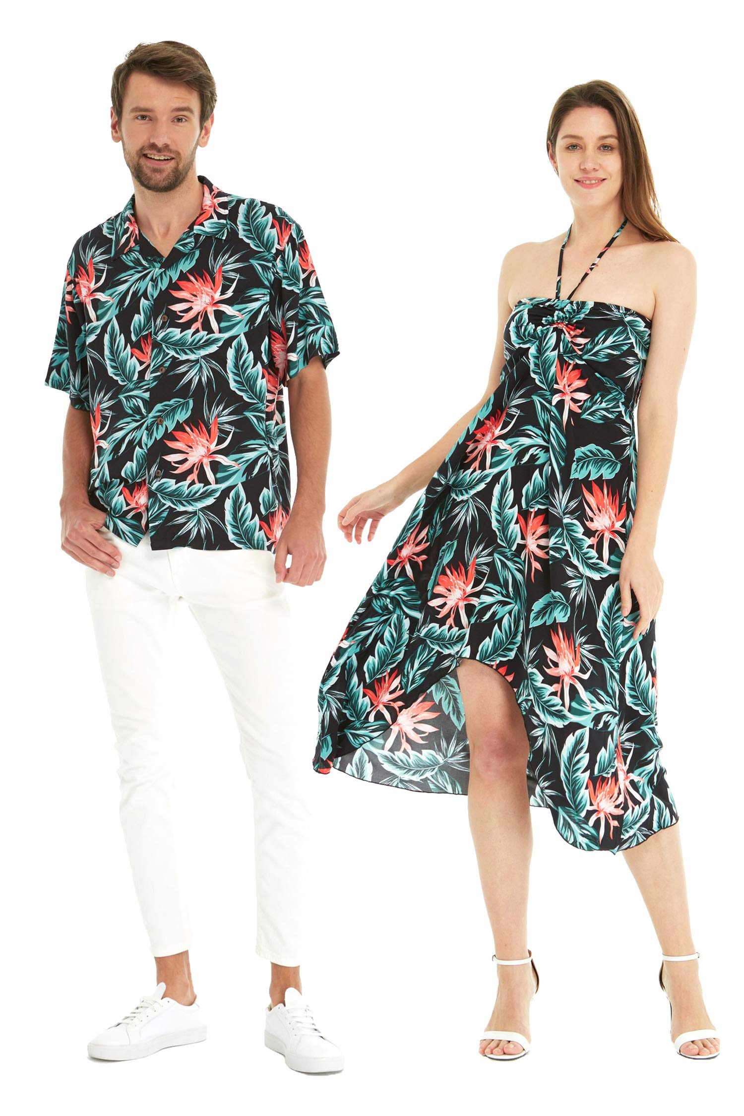 Hawaii HangoverMatchable Couple Hawaiian Luau Shirt or Butterfly Dress in Blooming Lily
