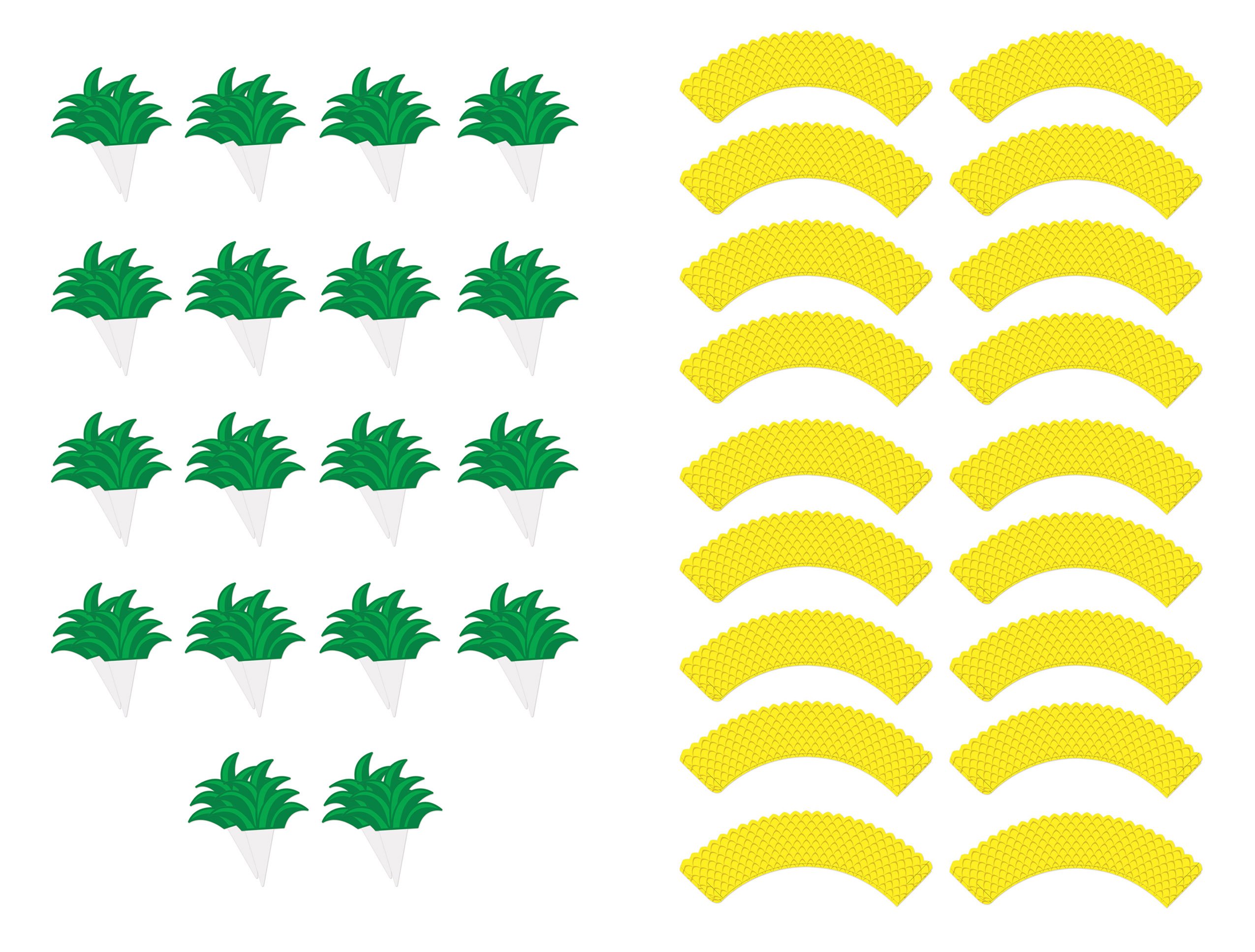 Beistle 52326 36 sztuk do anananasowych babeczek, papier, żółty/zielony