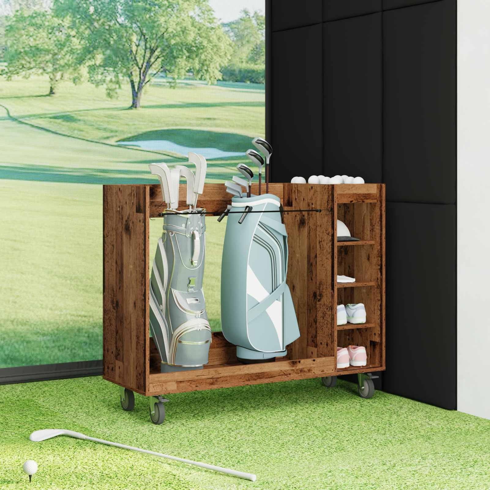 Gecheer Golf-Schrank Uni Altholz, 120 x 45 x 98 cm, Holz, Stauraum für Golfzubehör, für Garage und Wohnraum