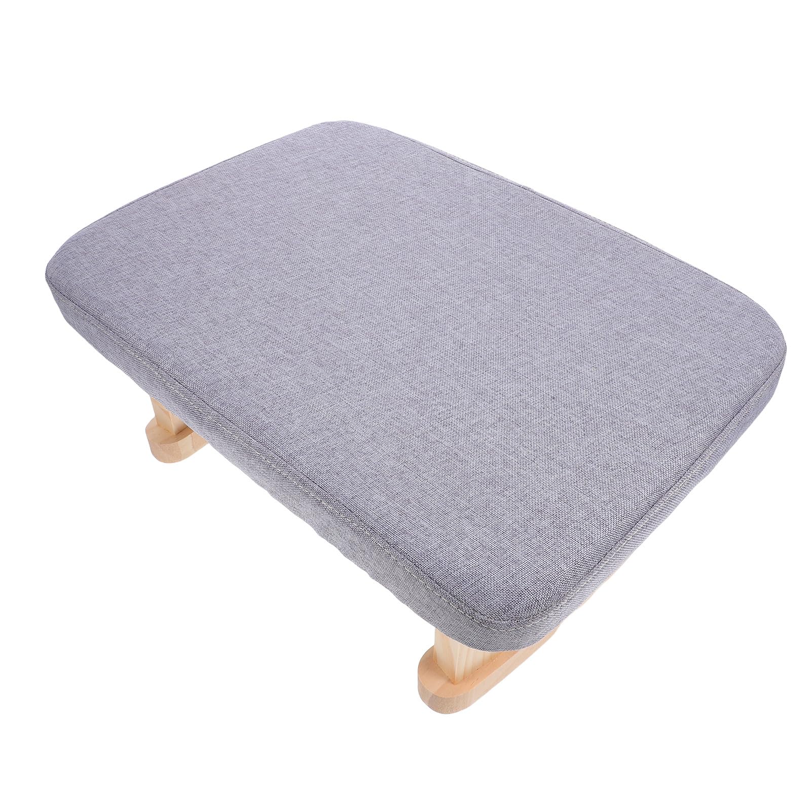 NOLITOY Taburete Pequeño de Madera Maciza Asiento Tapizado en Tela Gris, Reposapiés Multifuncional para Cambiar Zapatos, Meditación y Yoga, Portátil y Compacto para Hogar y Oficina