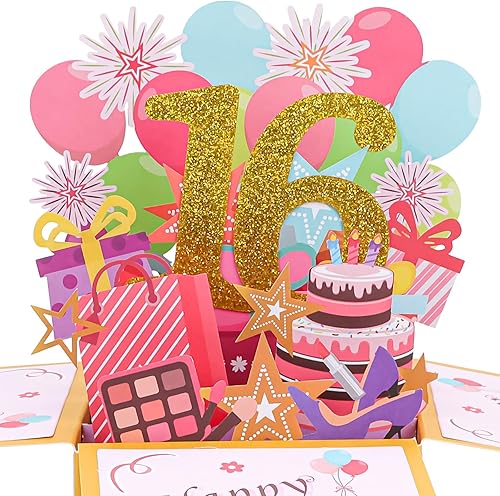 Vista 84 de CIEHER Tarjeta desplegable de cumpleaños número 17 para niñas, tarjeta de felicitación 3D de feliz cumpleaños de 17 años, regalos únicos