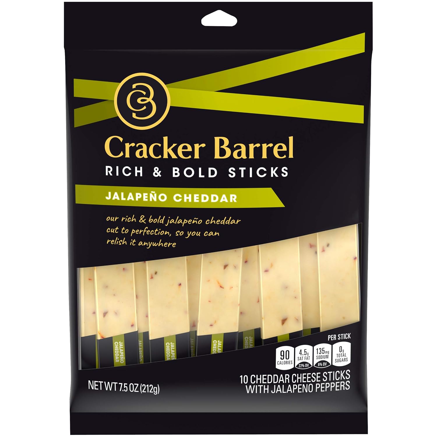 Cracker Barrel Jalapeno Cheddar Cheese Sticks (10 Sticks)