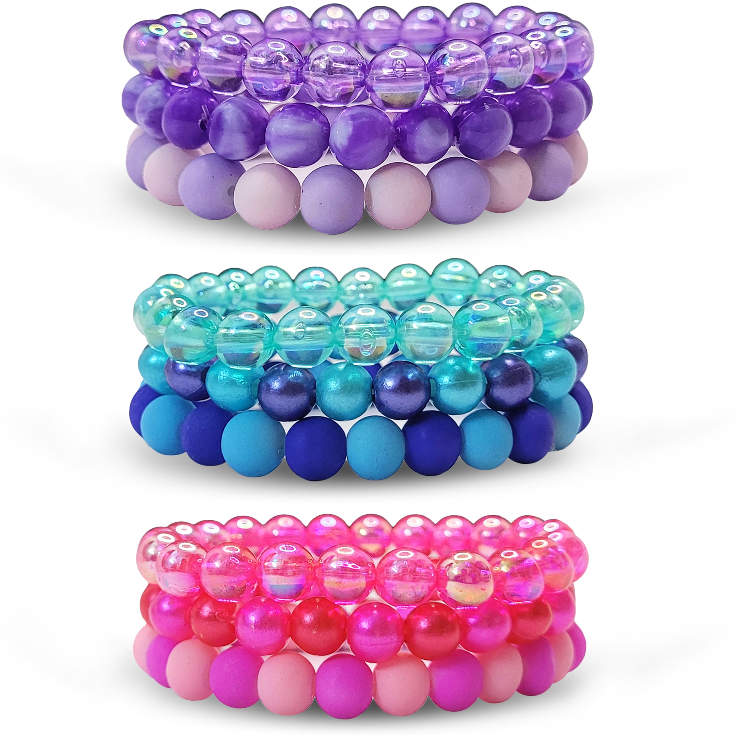 BOHENOOR Kids Multicolor Elastic Stretchable Hand Bracelets for Girls | Combo Set | Cute Elastic Kids Rainbow Bracelets | Stylish Friendship Bracelet for Kids | Gift for Girls (Blue Pink Purple) (B0D93SHJSQ) Amazon Price History, Amazon Price Tracker