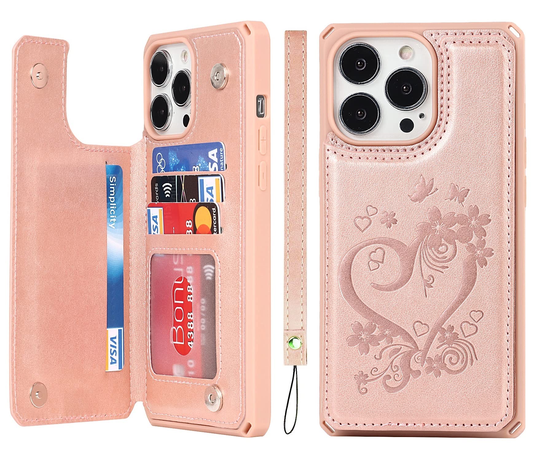可愛い♥️iPhone13ProMAX用 スマホケース 手帳型 ローズゴールド iPhone 13 Pro スマホケース 手帳型 ケース おしゃれ かわいい