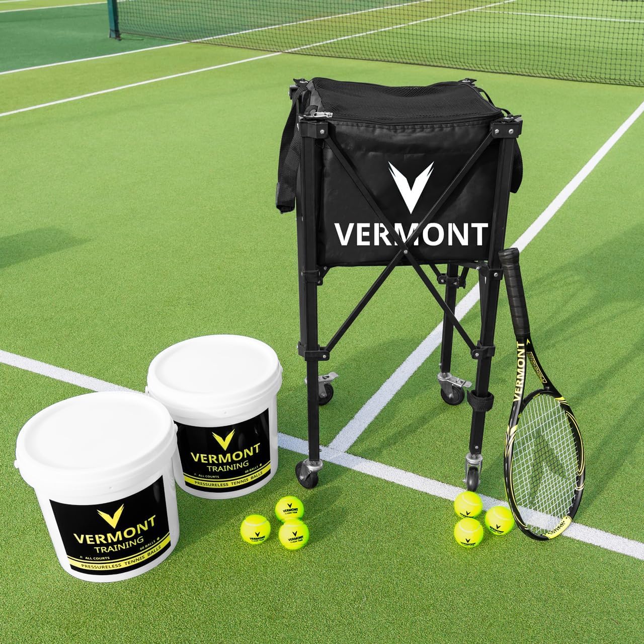 FORZA Vermont Cesto per Palline da Tennis PRO – Portatile & Efficiente [capacità 150 Palline] – in Nero O Blu