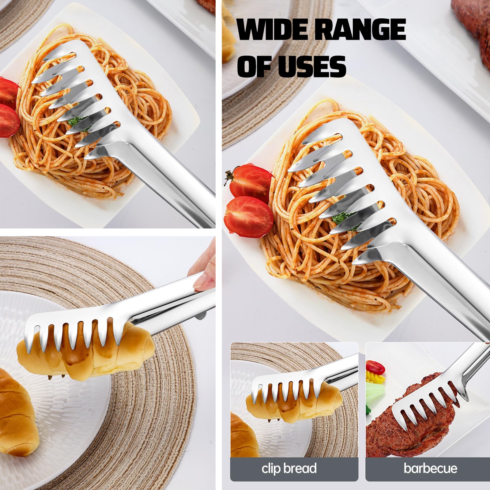 Forchettone Per Spaghetti In Acciaio Inox - Pinza Da Cucina 32cm Per Pasta, Insalate E Grigliate - Foto 7