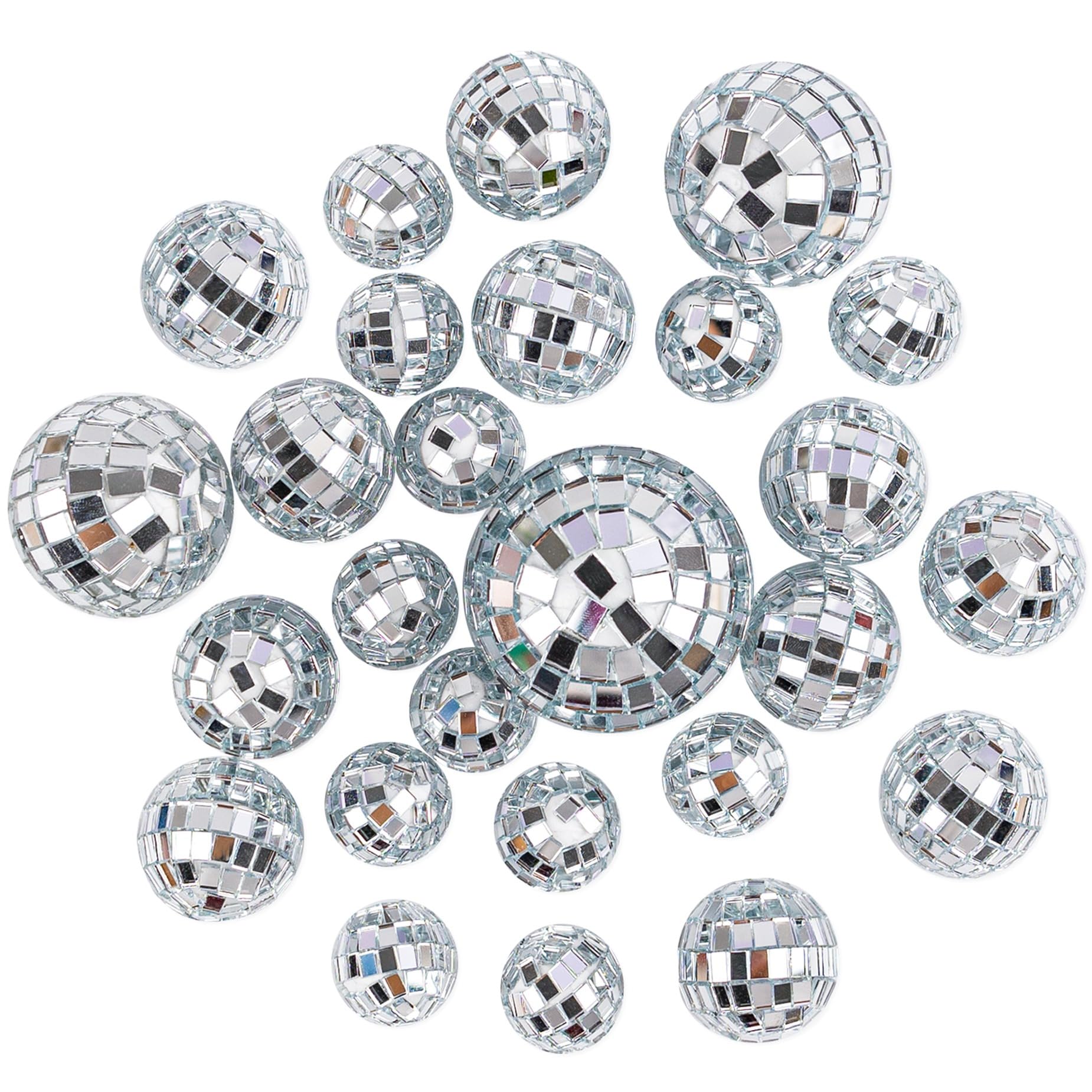 Framendino, 50 Pack Disco Balls Cake Decor Mini Mirror Ball Topper 70s Themed Party Decoration 4 Sizes