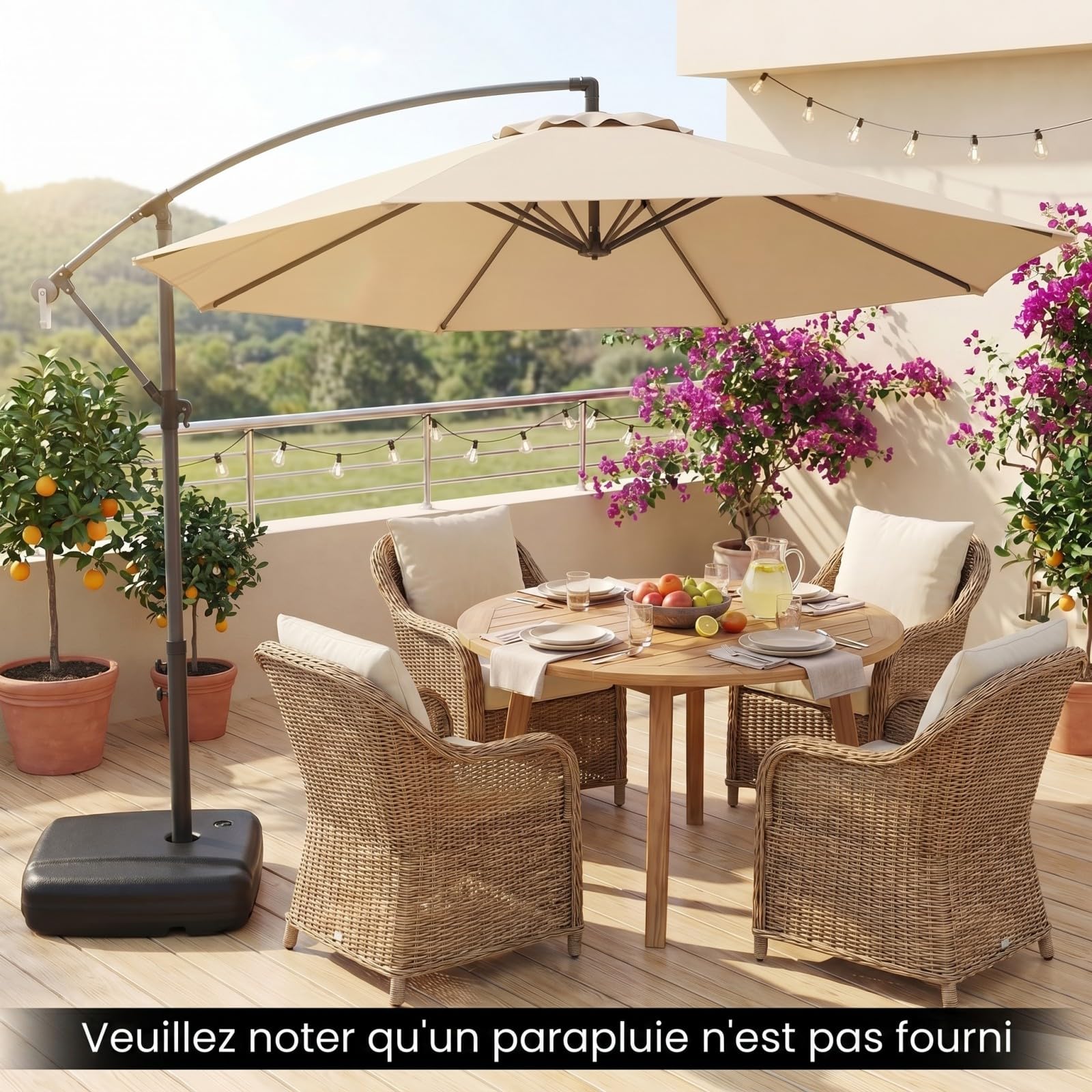 RELAX4LIFE Base de Parasol déporté HDPE 130KG (68L)