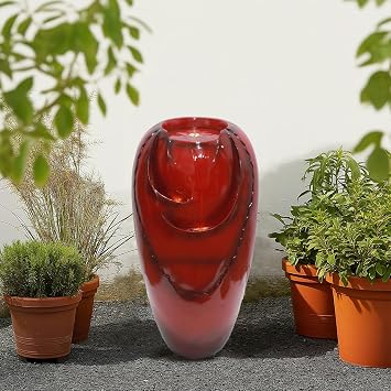 G-LEAF Outdoor Vintage Cascading Antique Jar Water Fountain with LED Light and Submersible Pump Yard Art Decor for Gardens, Patios, and Yards