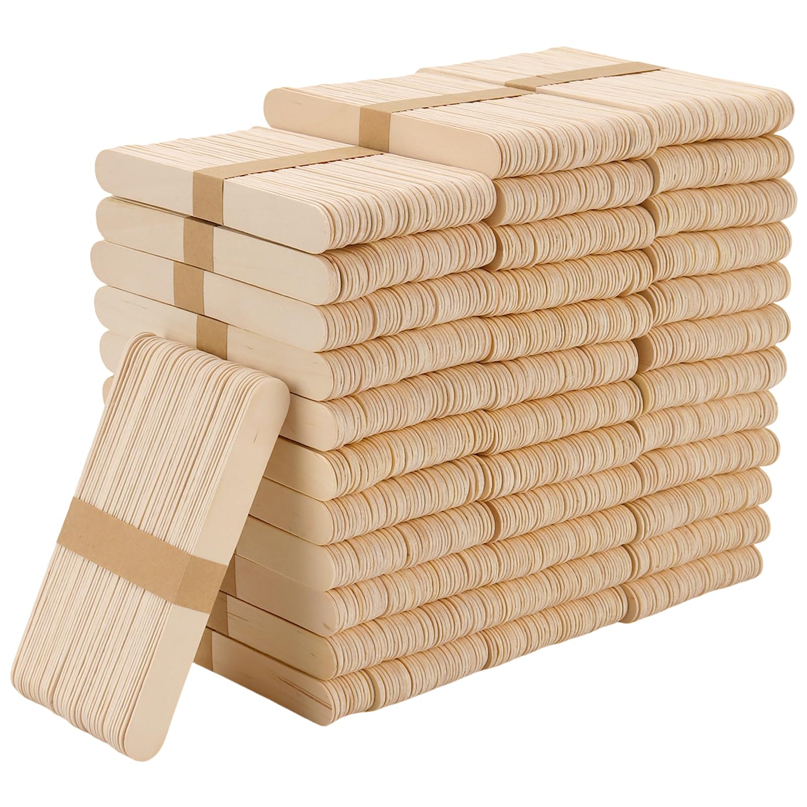 NINGWAAN Wooden Craft Sticks, 6 Inch, 1800 Pieces, Jumbo Wood Craft Sticks for Waxing, Stirring, Plant Labels-image-3
