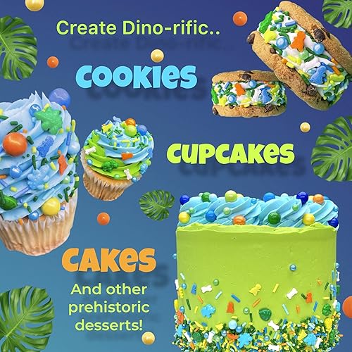 Miniatura 6 de Gránulos de dinosaurio  8 onzas  Gránulos para pasteles de chocolate, sabor dulce  Jimmies  Manvscakes sin nueces (multicolor)