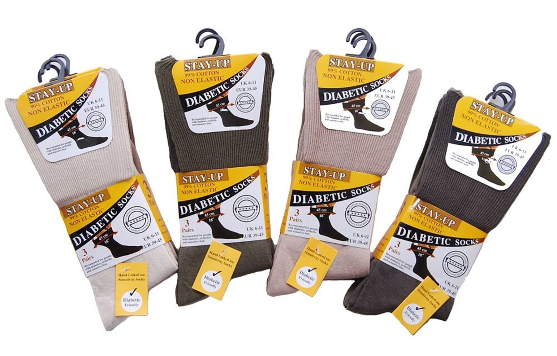 Stay Up 12 Pairs Mens 99% Cotton Non Elastic Diabetic Socks Assorted Colours