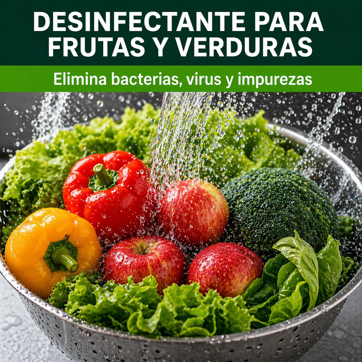 Desinfectante de frutas y verduras - Elimina eficazmente las bacterias - 5L - Apto para uso en industria alimentaria - Coadyuvante alimentario - Cumple con Normativa EN 901 (1)