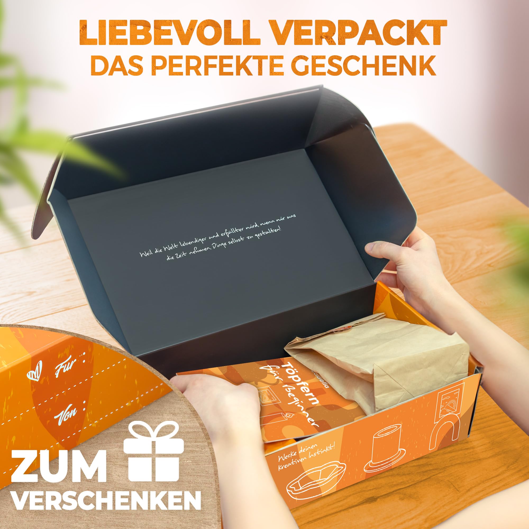 Töpferset - DIY töpfern für Zuhause, Lufttrocknender Ton zum basteln, selbsttrocknender Ton, Trockenton-Set zum kreativ Töpfern, Keramik Kreativset, Tonset ohne Brennen, Geschenke