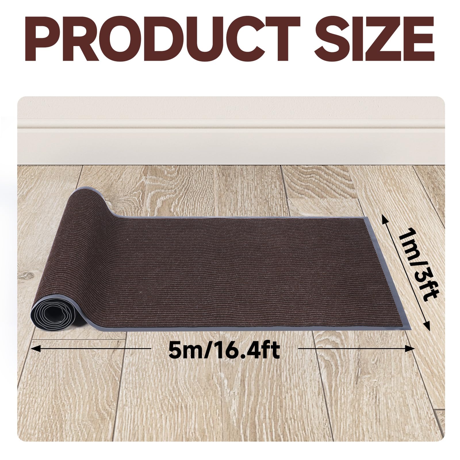 Commercial Floor Mat 3'x16'5'' - Brown Runner -3