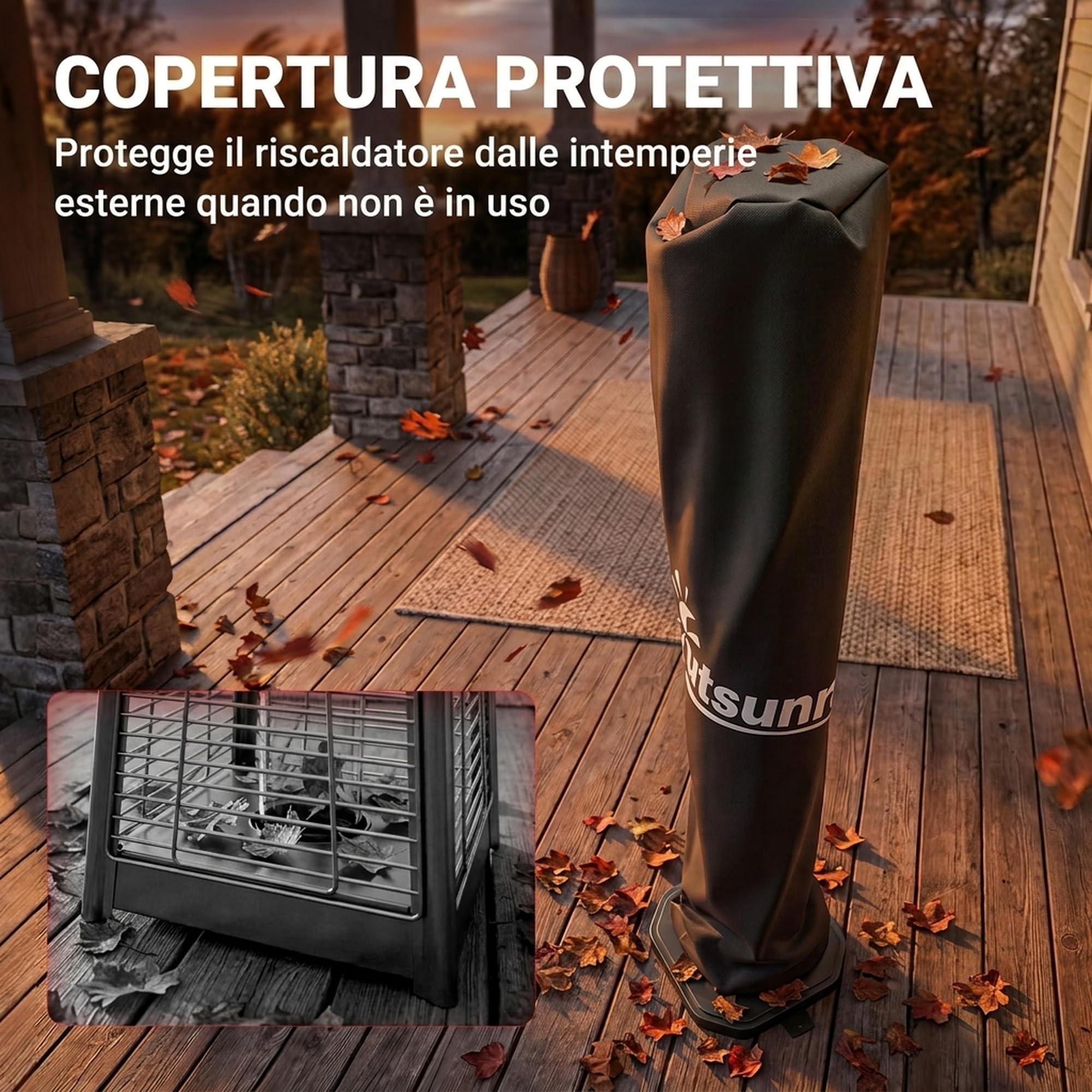 Outsunny Riscaldatore a Infrarossi da Esterno 2000W da Pavimento/Parete