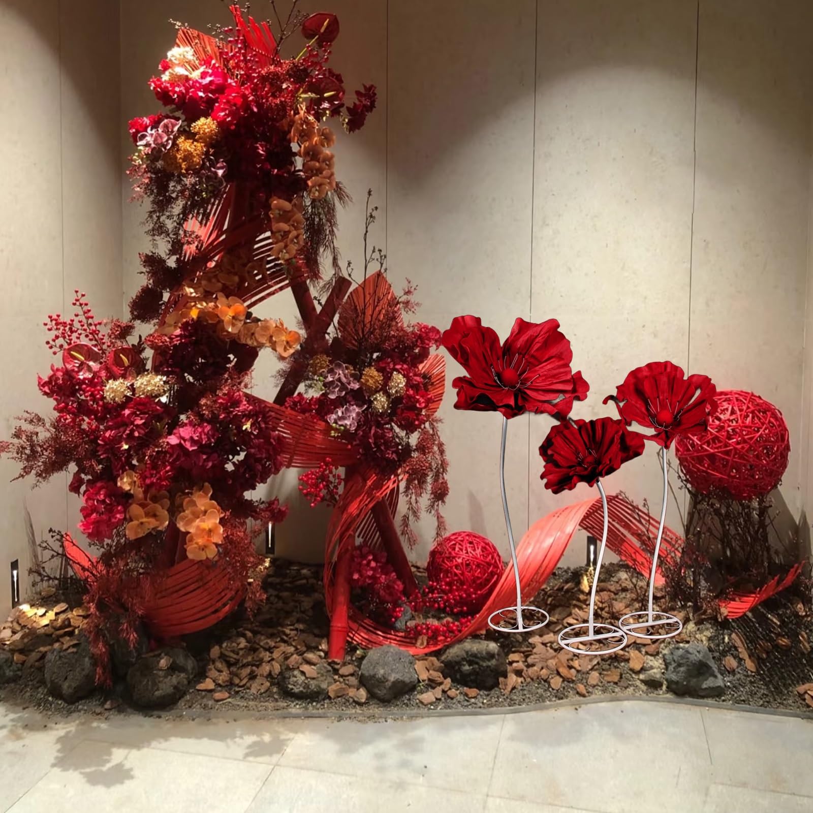 Giants - Flores artificiales para decoración, flores de EVA, tallo de PVC flexible, base de hierro forjado, flor artificial para boda, recepción, cumpleaños, Pascua, fiesta, día de la madre