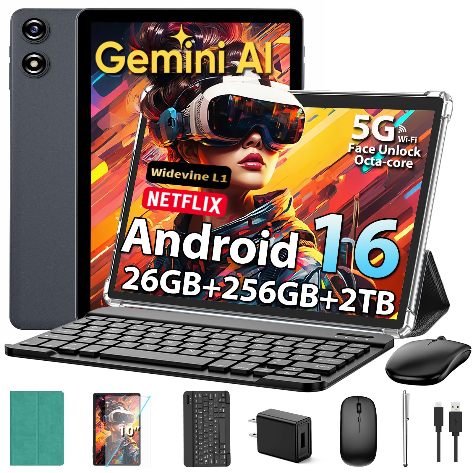Amazon.com : 2026 Android Tablet with Keyboard, Upgraded Android