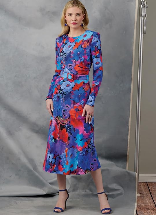 Vogue V2043U5 Misses' Unlined Dresses with Matching Belt Sewing Pattern Packet, Design Code V2043, Sizes 16-18-20-22-24