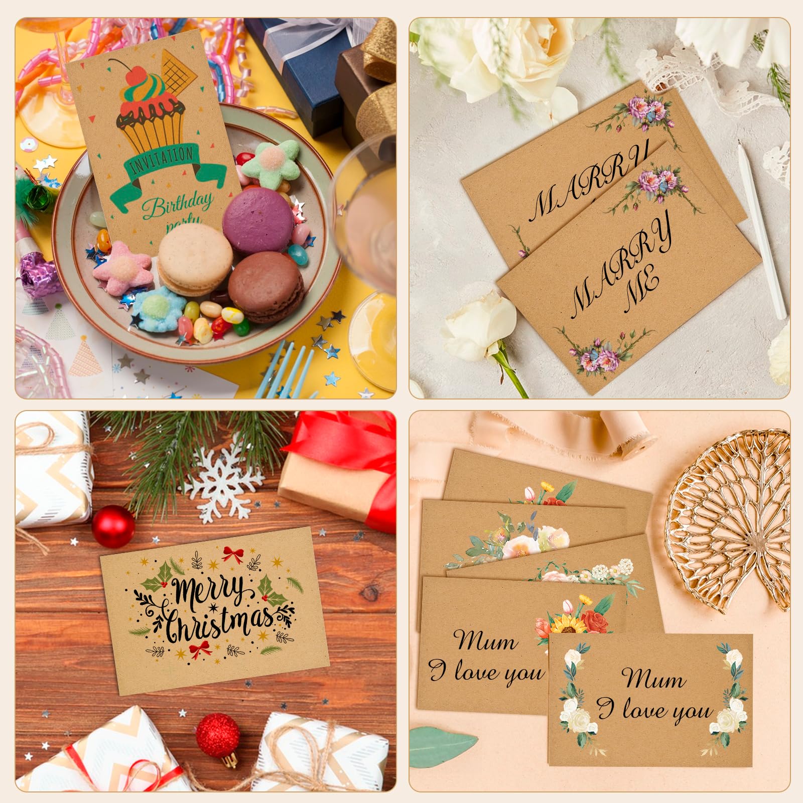 100 Fogli Carta Kraft A6 - 15x10cm Per Fai Da Te, Biglietti E Inviti | Cartoncino Naturale 300g/m² - Foto 12