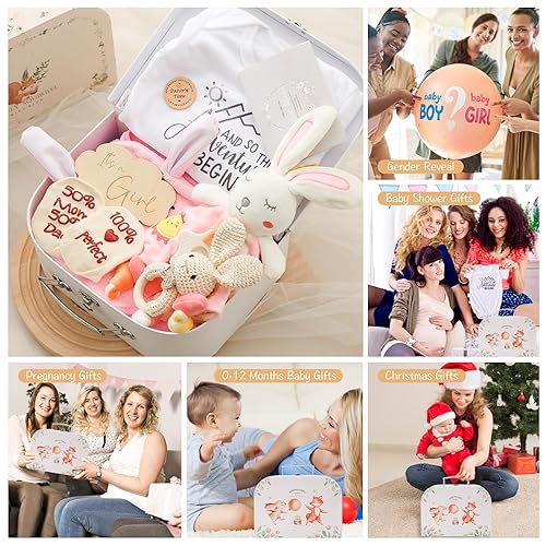 Miniatura 9 de Regalos de baby shower para niñas, regalos de bebé recién nacido para niñas, canasta de regalos únicos para bebés, cosas esenciales, regalos de