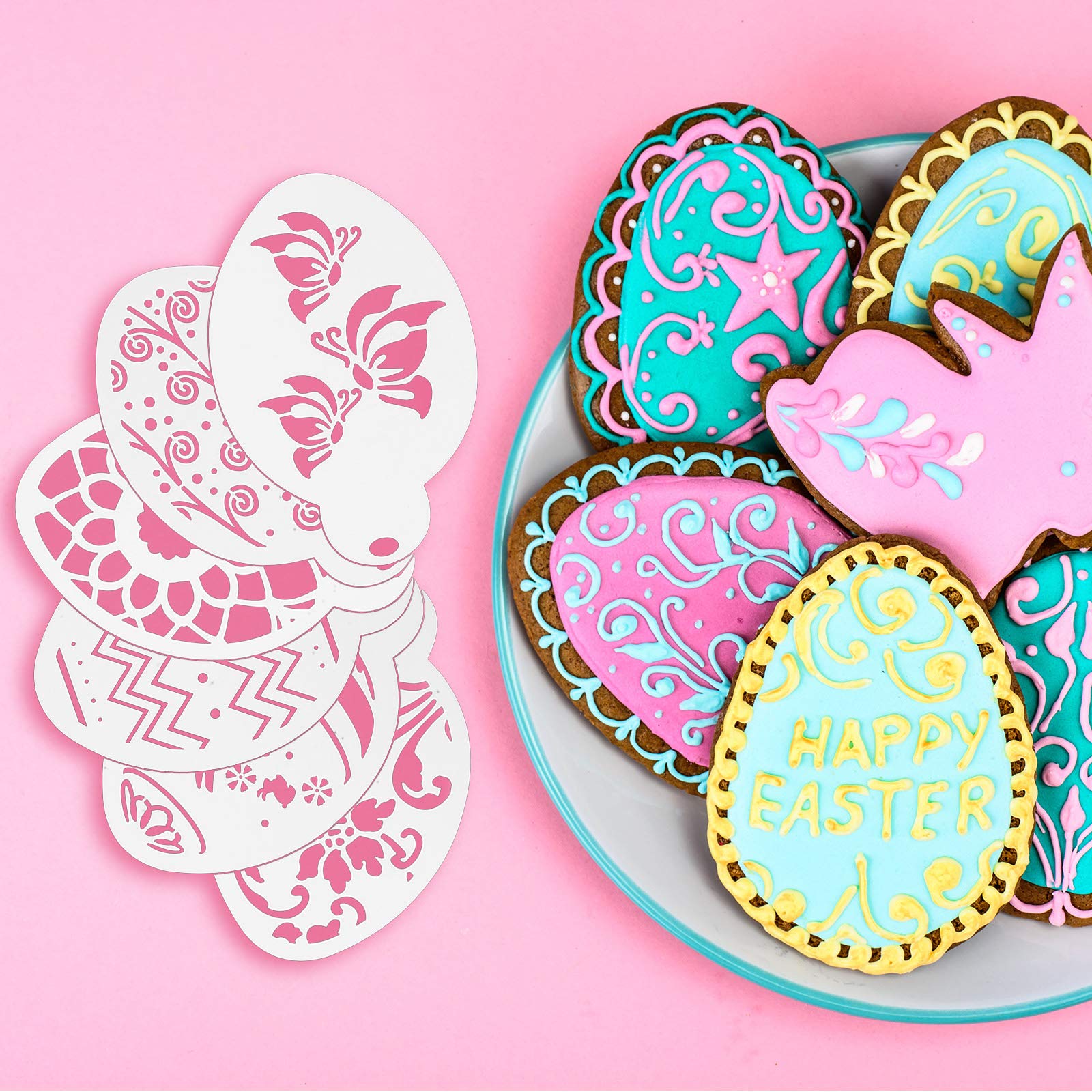 Buy 24 Pieces Easter Stencils Easter Eggs Stencils Painting Stencils