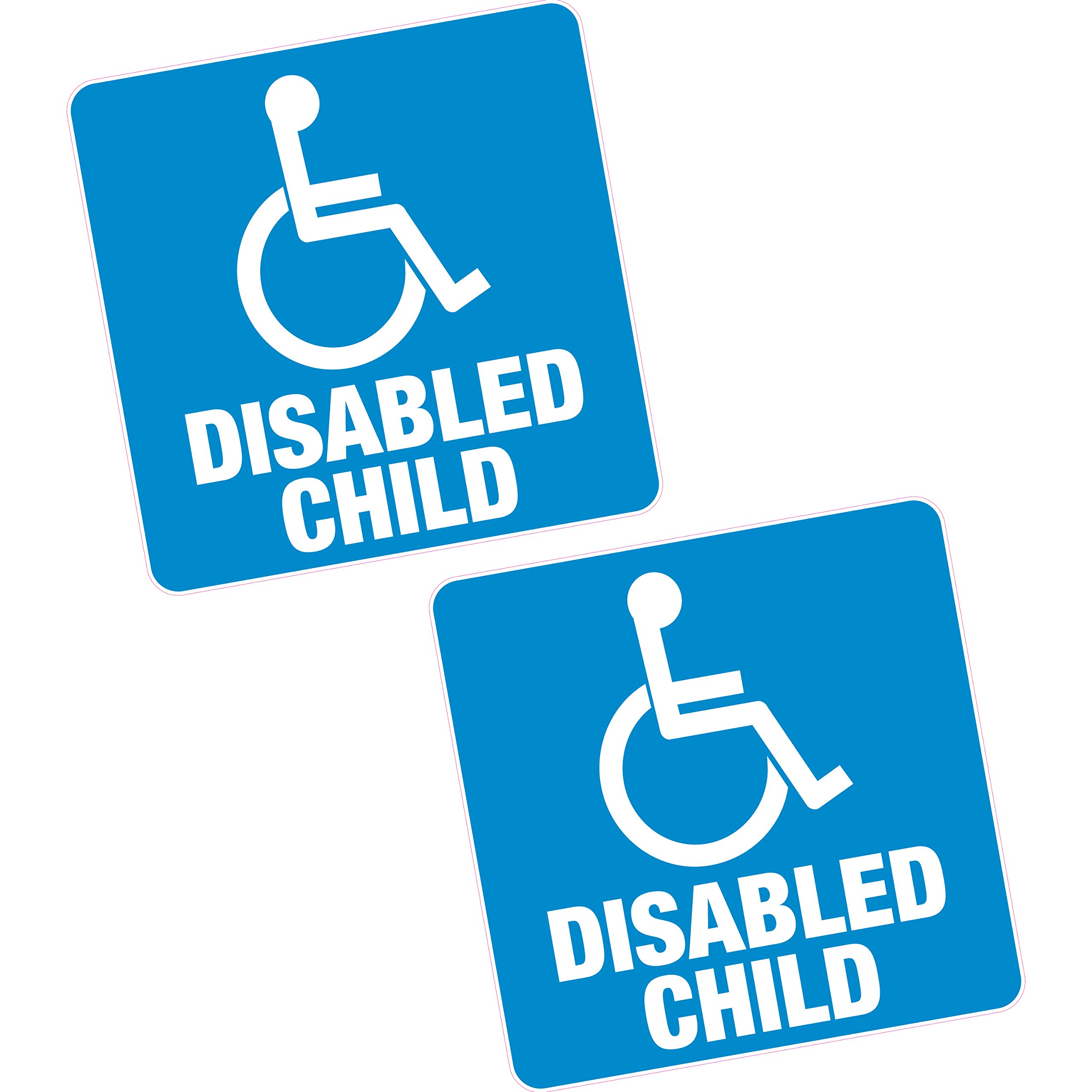 Printwhizz Full Colour 2 X Disabled Child Blue Badge 4" 100Mm Sq. Vinyl Sticker Car Van Home Motability