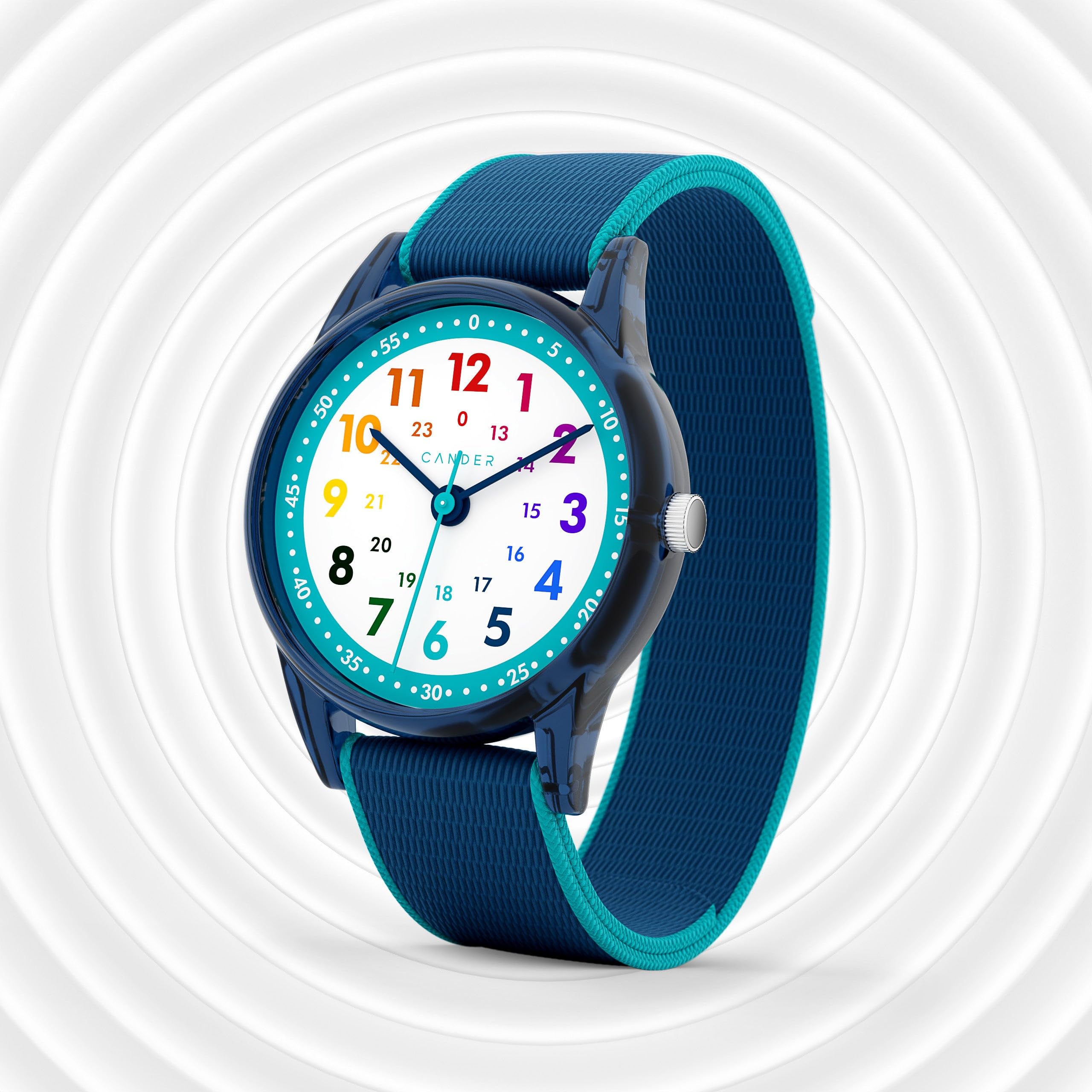 Cander Berlin MNA 0130 K - Reloj de pulsera infantil con velcro, resistente al agua, 3 ATM, analógico, color azul