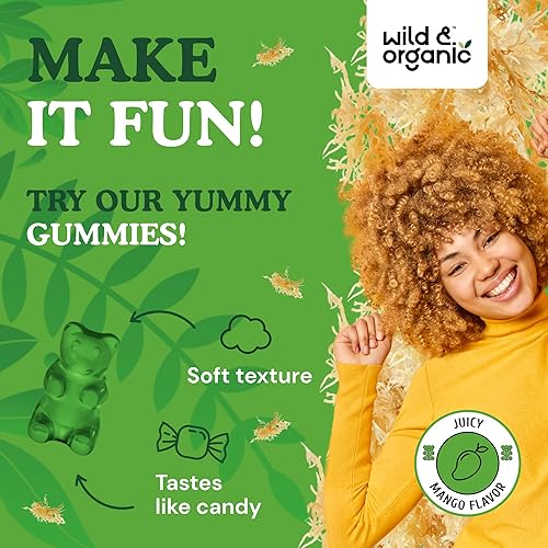 Miniatura 6 de Wild & Organic Gomitas de musgo marino irlandés de 1600 mg – Complejo con raíz de vejiga y bardana – Masticables de gel de musgo marino para apoyo