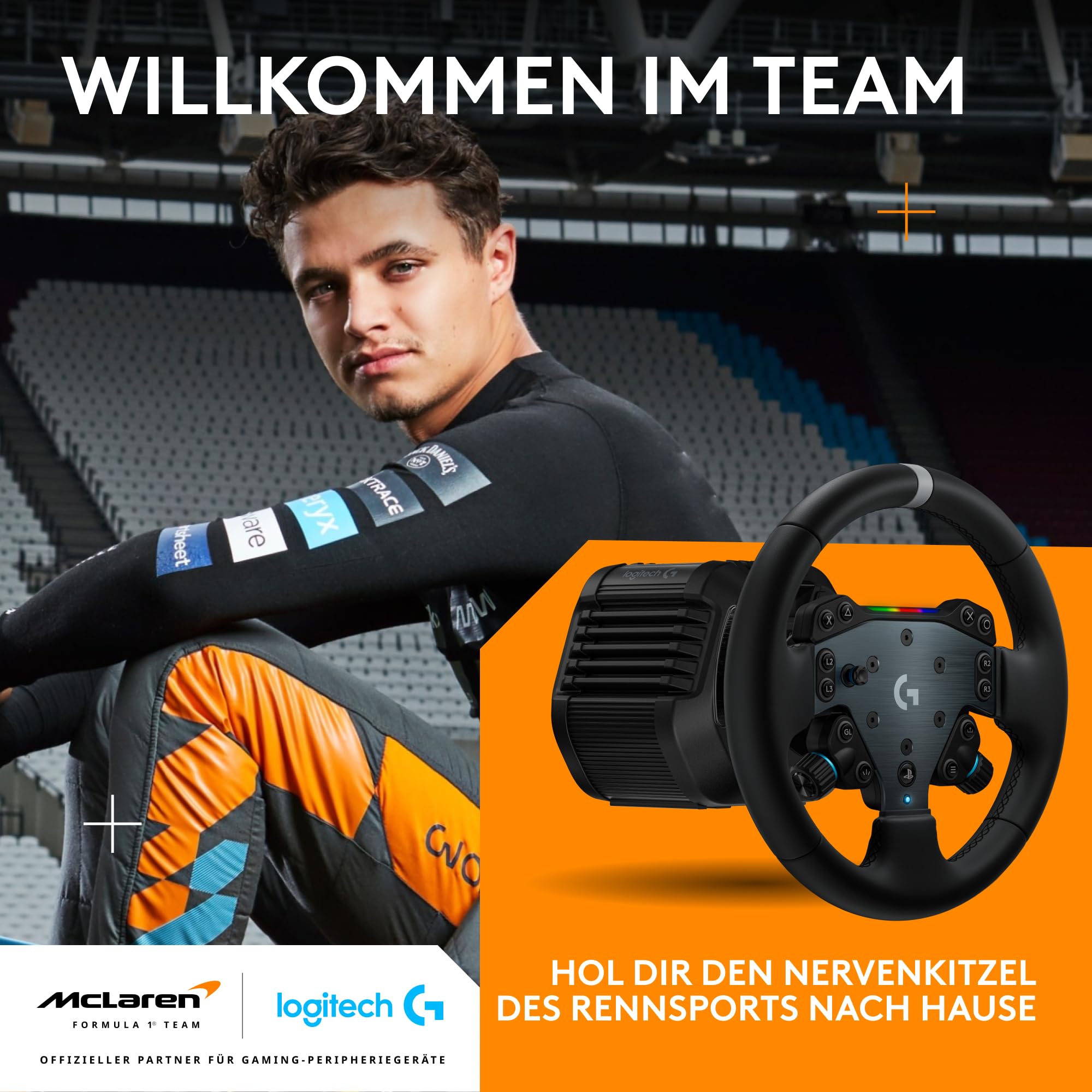 Logitech G RS50 System 3-teiliges Sim-Racing-Lenkrad-Setup RS50-Radbasis 8 Nm Direktantrieb RS Wheel Hub 13 Tasten RS-Rundrad 28 cm PS5/PS4/PC Schwarz