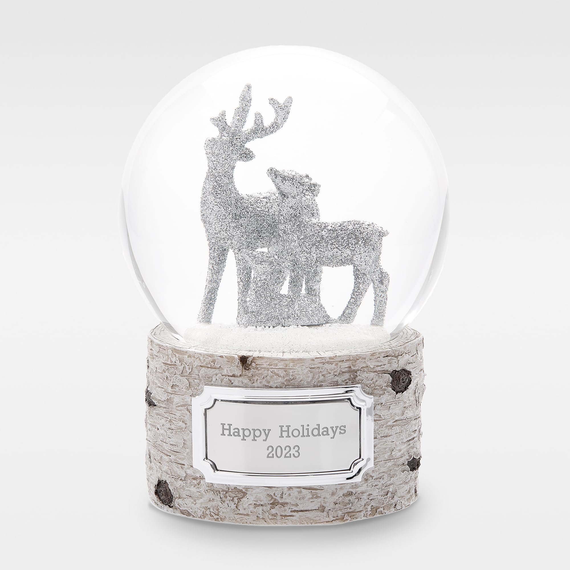 THINGS REMEMBERED Personalized Glitter Deer Family Musical Snow Globe, Plays Auld Lang Syne Music, Beutiful and Unique (Free Customization)