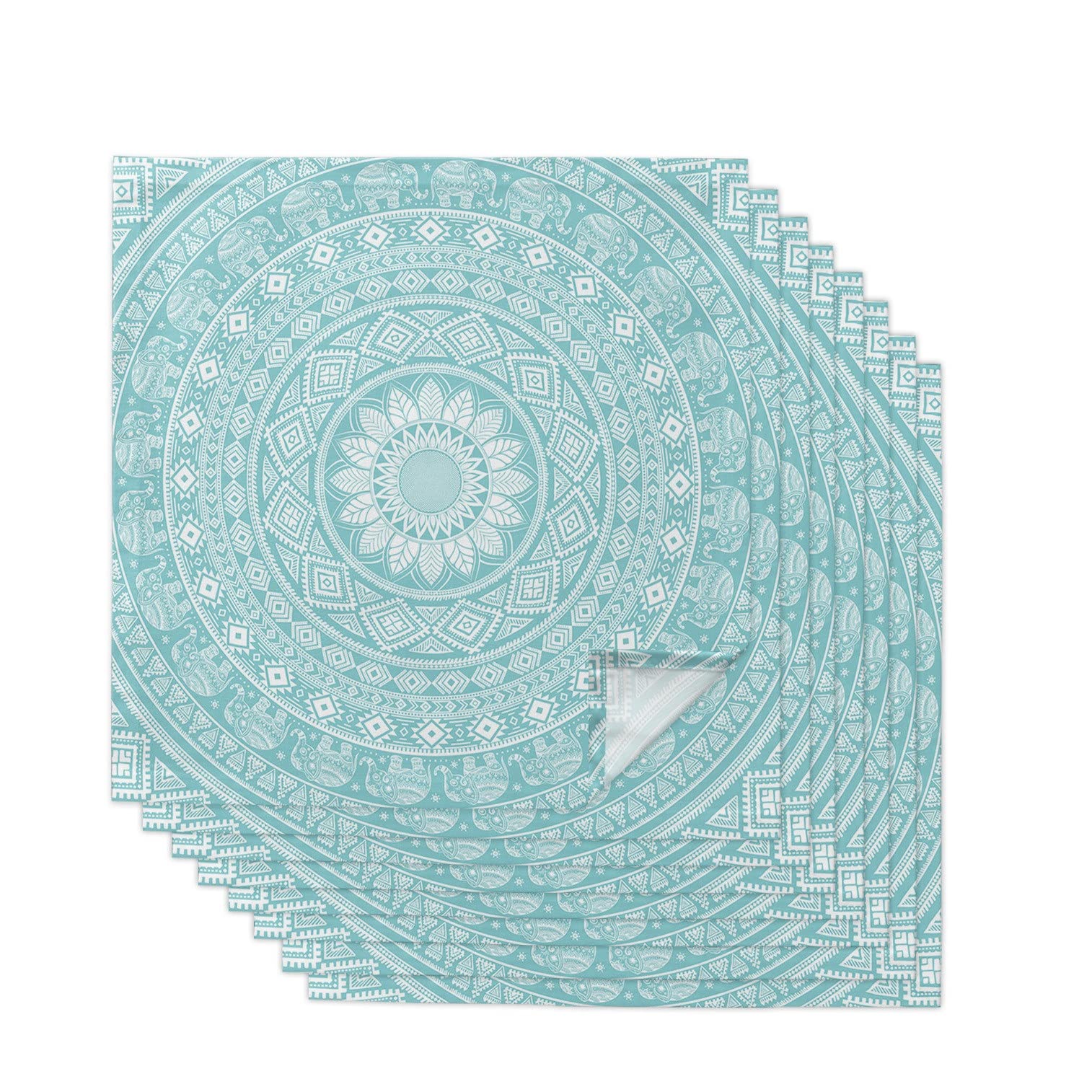 MOBYGKFY Mandala Flower Pattern Table Napkins Cloth Set Soft Handkerchief Wedding Decoration Banquet Dinner
