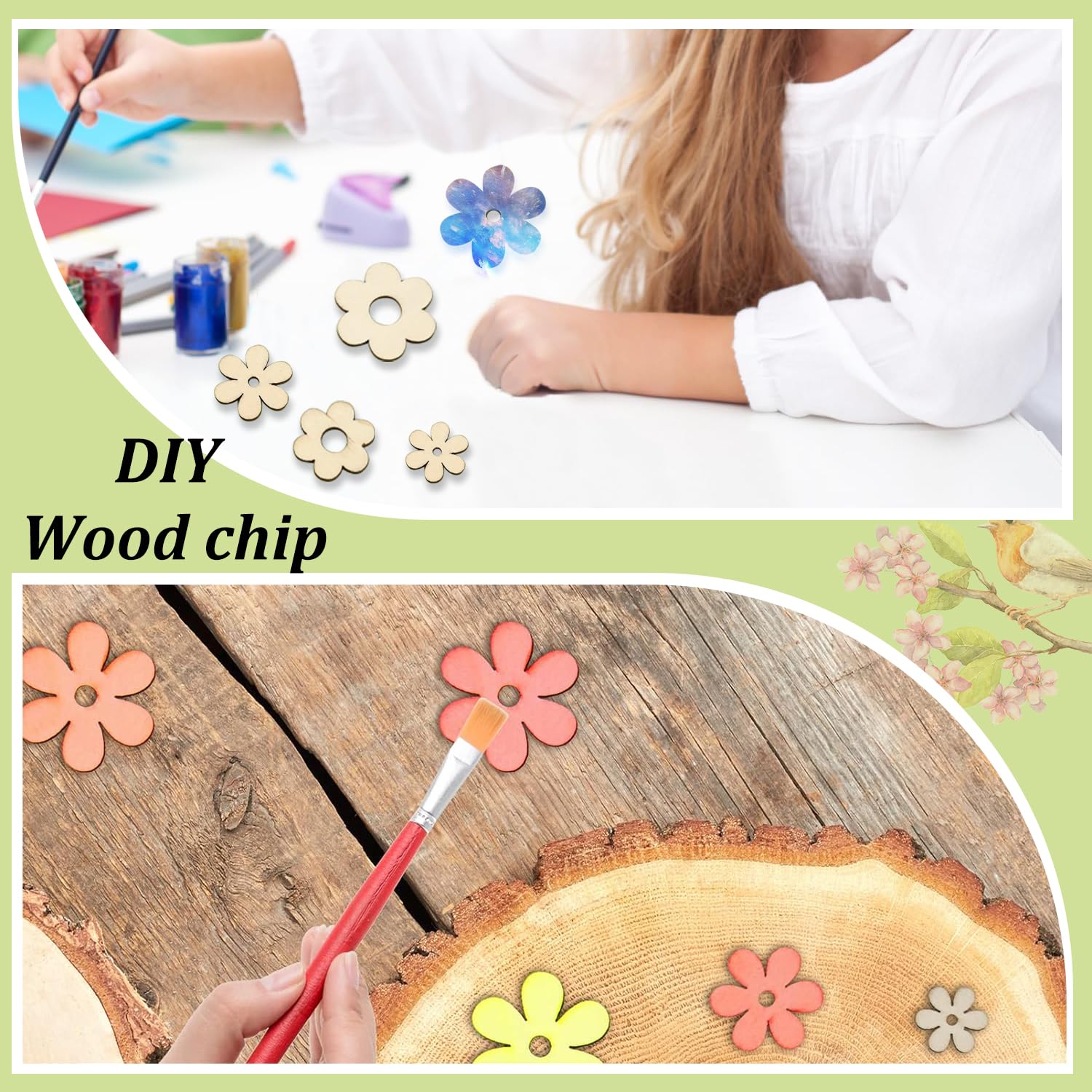 Decoración De Verano – Flores De Madera/Flores – 108 Unidades (4,4 Cm Y 2,5 Cm) – Decoración De Mesa/Adorno De Mesa/artículo De Esparcimiento/esparcidor /Flores De Madera/decoración Para Esparcir