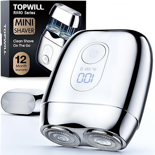 Mini afeitadora eléctrica totalmente metálica para hombres, maquinilla de afeitar portátil de viaje con tapa de espejo, afeitado suave y cerrado,