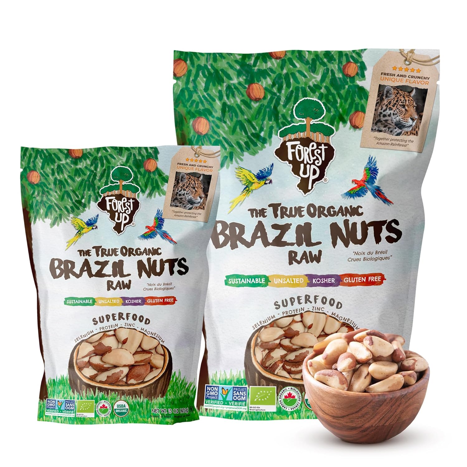 2 Snacks The True Organic Brazil Nuts Medium Size 48 oz 3lbs  Raw and Unsalted  Rich in Vegetable Protein  Fresh, Vegan and Gluten Free  Forest Up