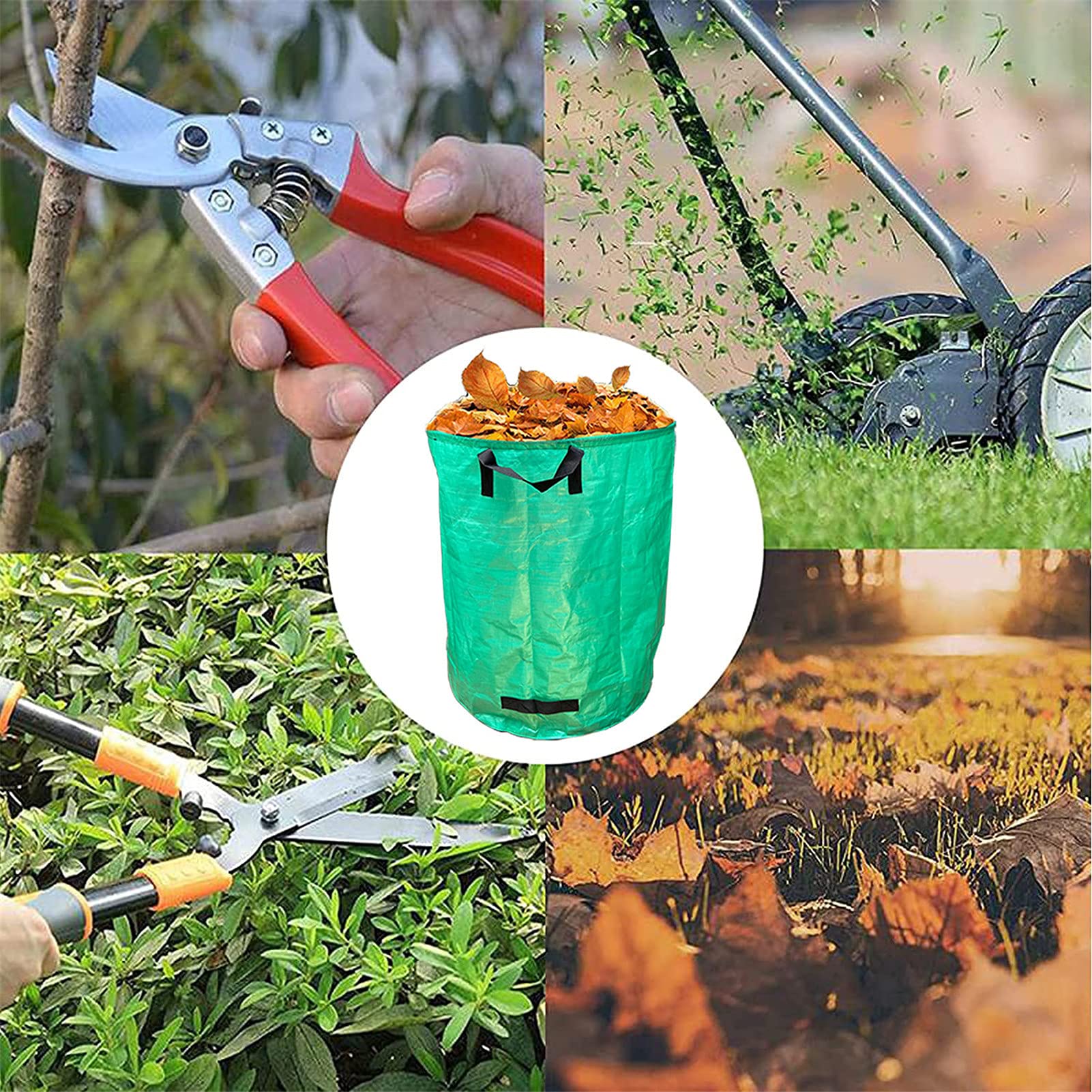 Sacs À Déchets De Jardin,1 À 3 Sacs,Ultra-Grande Capacité 300L/80 Gallon, Diamètre 67Cm,Hauteur 84Cm,avec Poignée,Sacs De Jardin Indéchirables Et Réutilisables,Vert,3PCS